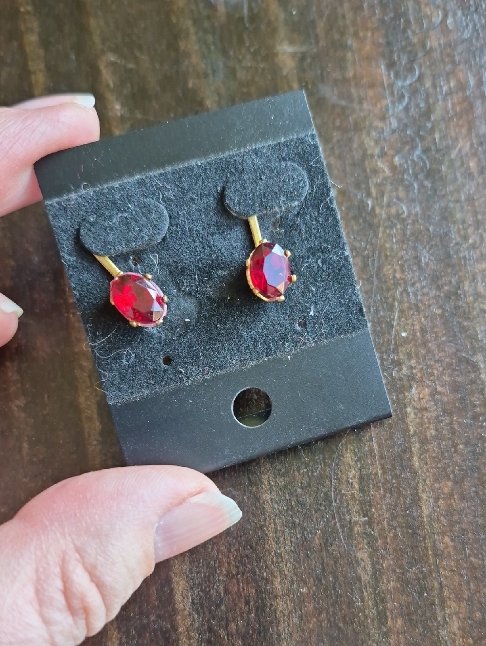 Gold Style Red Oval Clip Earrings